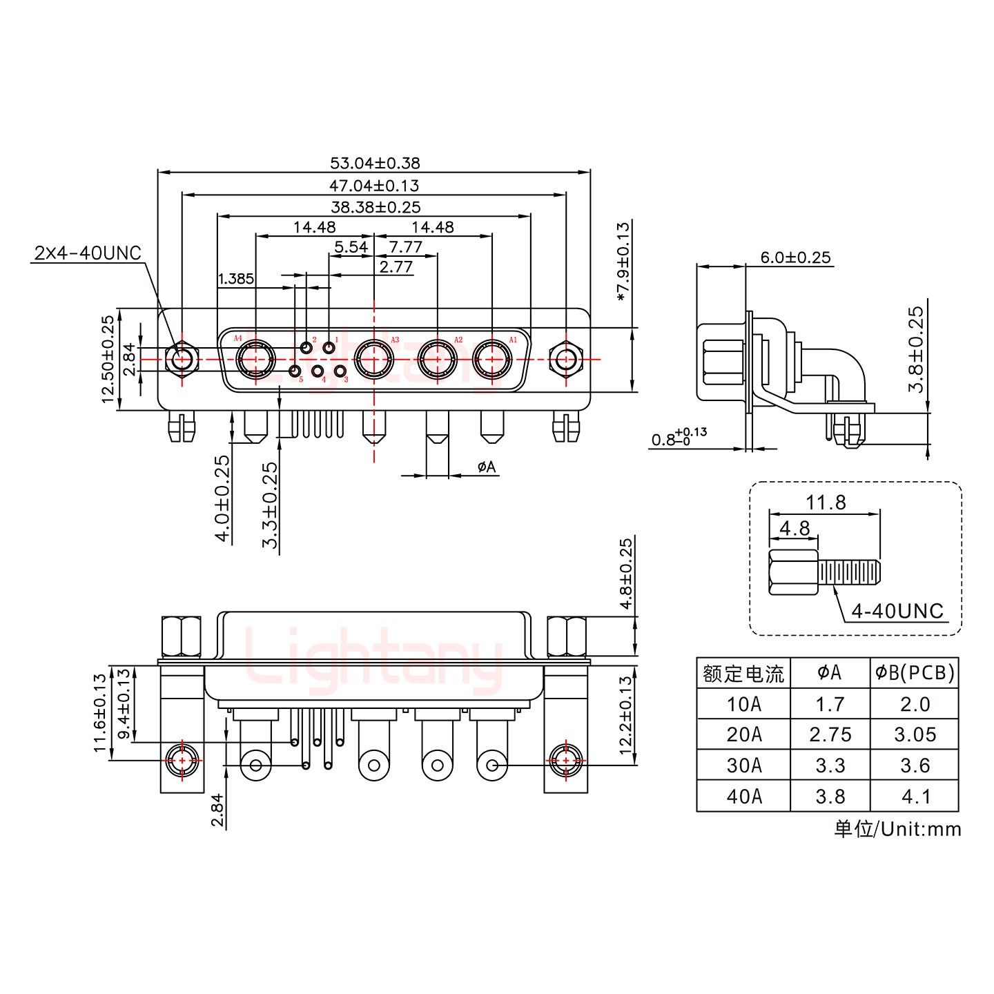 9W4母PCB彎插板/鉚支架11.6/大電流30A