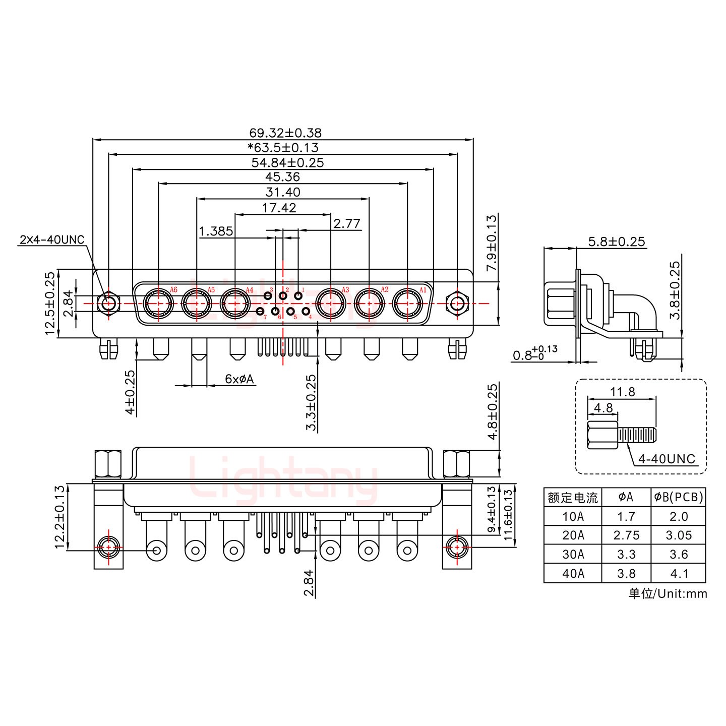 13W6A母PCB彎插板/鉚支架11.6/大電流30A