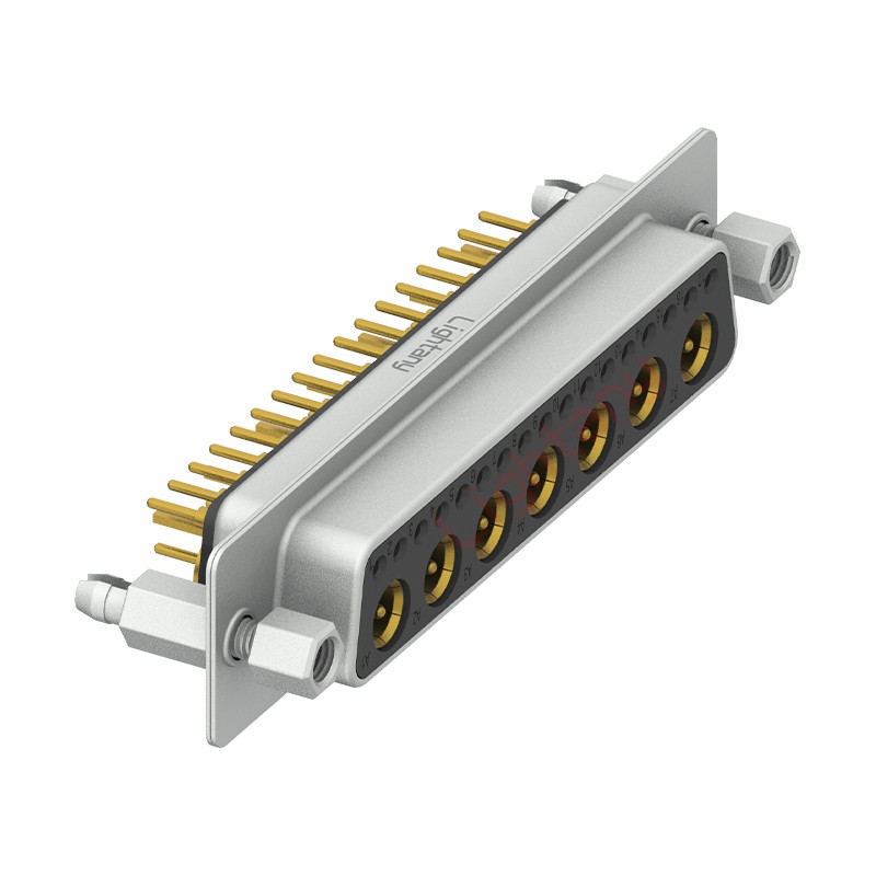 24W7母PCB直插板/鉚魚叉7.0/射頻同軸50歐姆