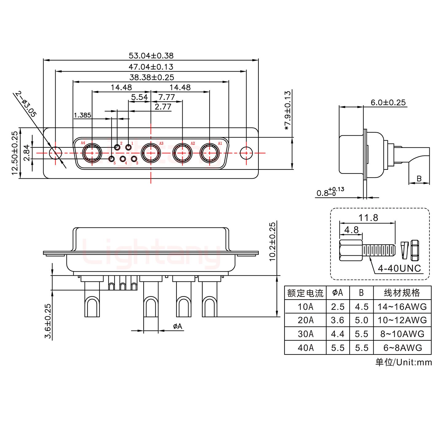 9W4母長(zhǎng)體焊線/配螺絲螺母/大電流20A