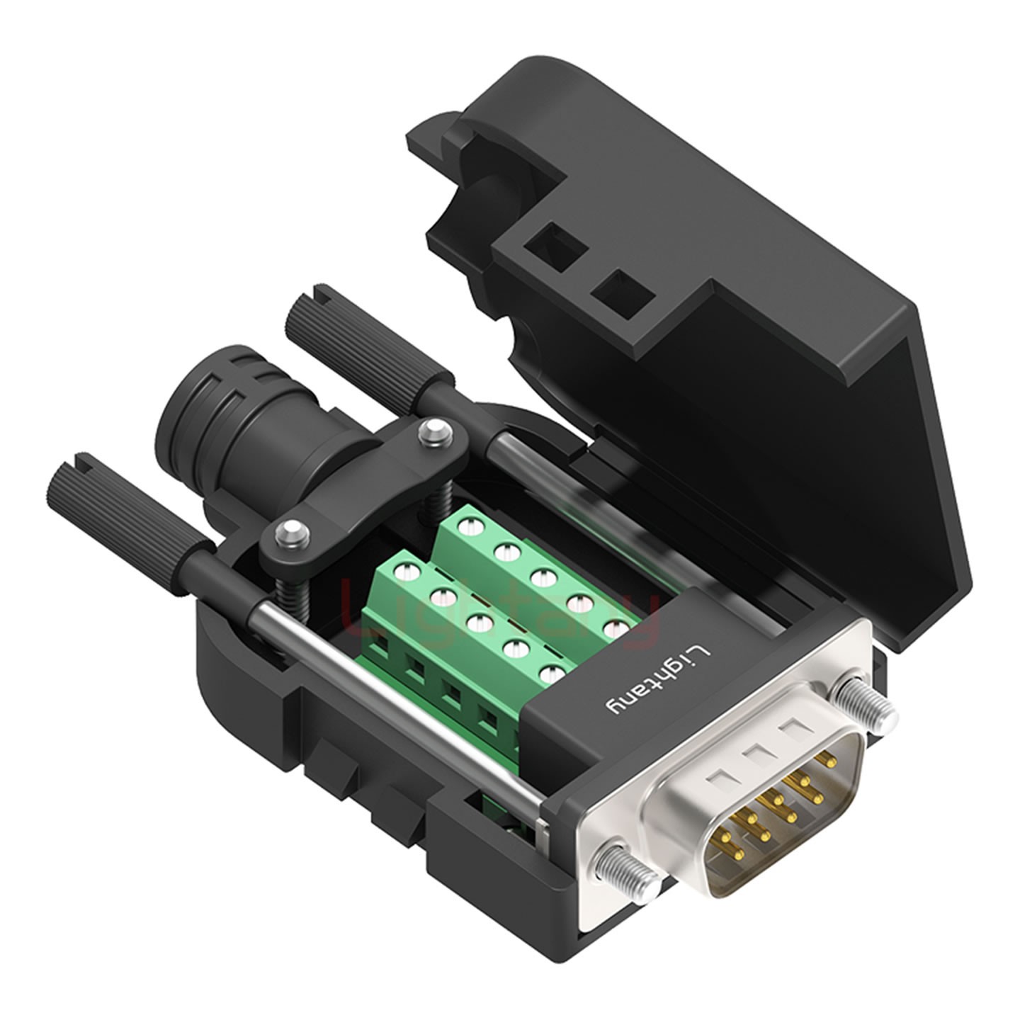 DB9 公 配螺桿 黑膠芯沖針