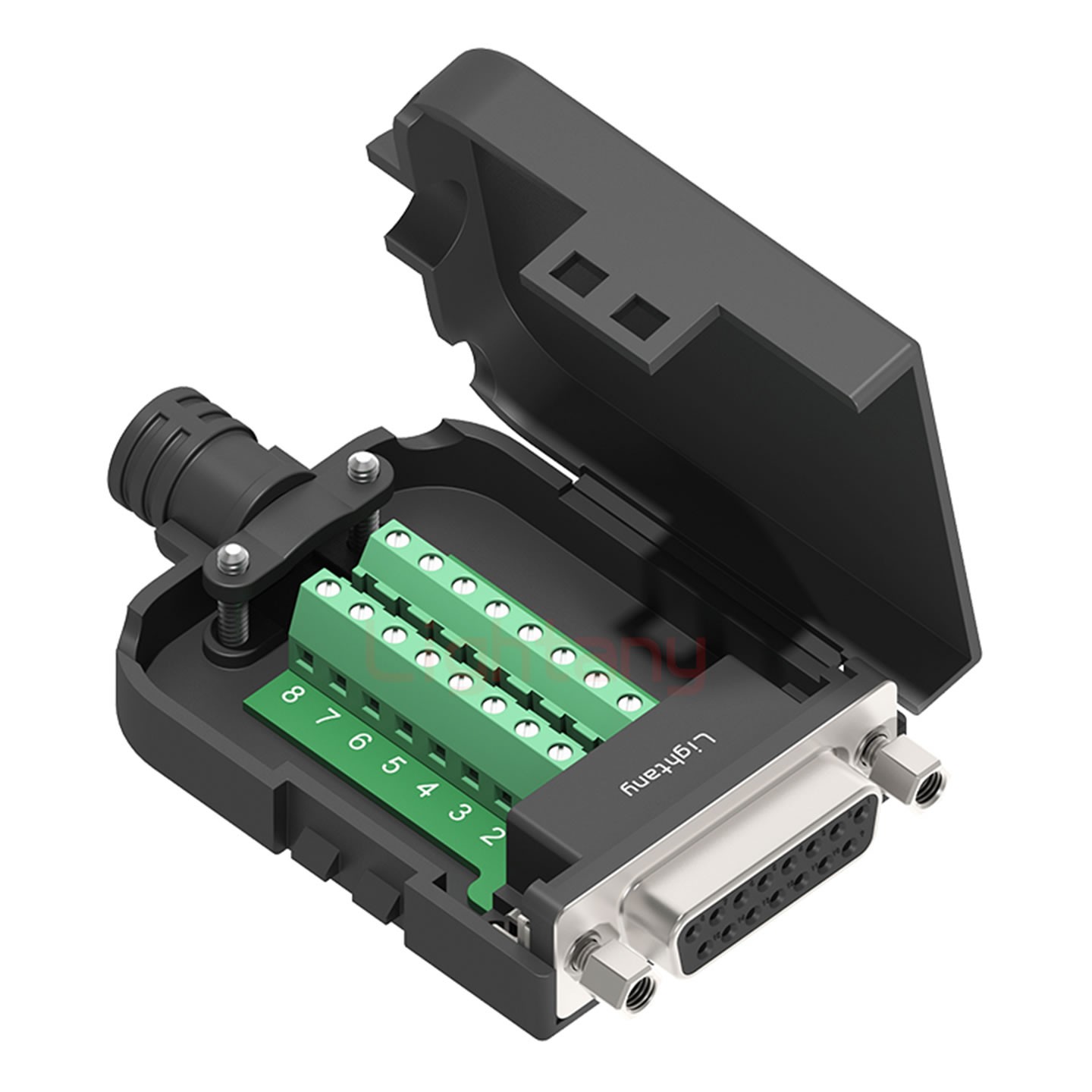 DB15 母 配螺母 黑膠芯沖針