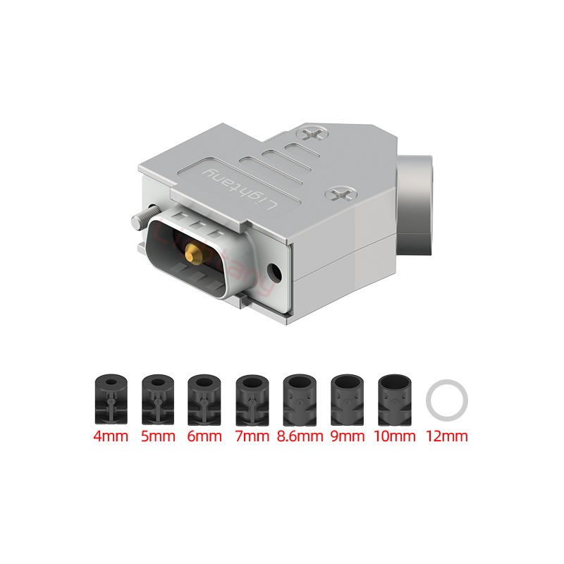 1W1公短體焊線40A+9P金屬外殼1392斜出線4~12mm