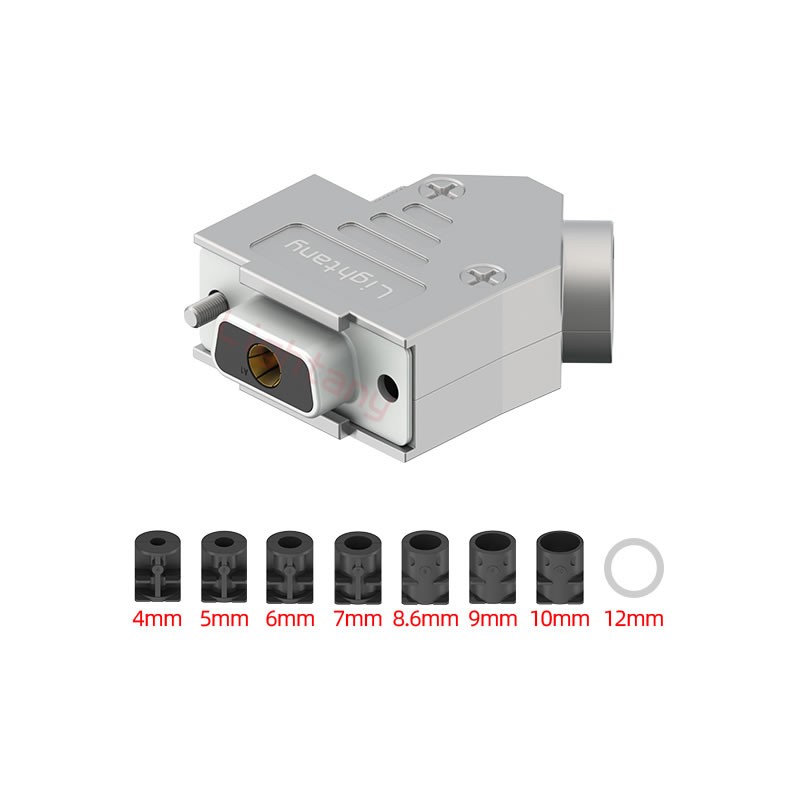 1W1母短體焊線40A+9P金屬外殼1392斜出線4~12mm