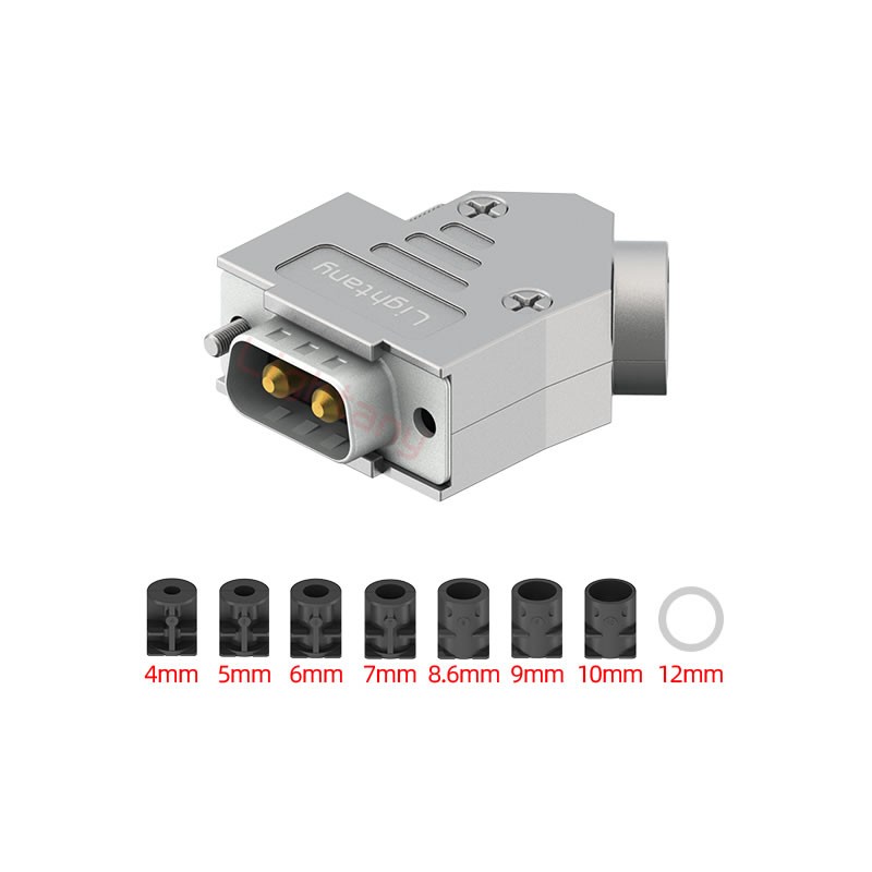 2W2公短體焊線10A+9P金屬外殼1392斜出線4~12mm