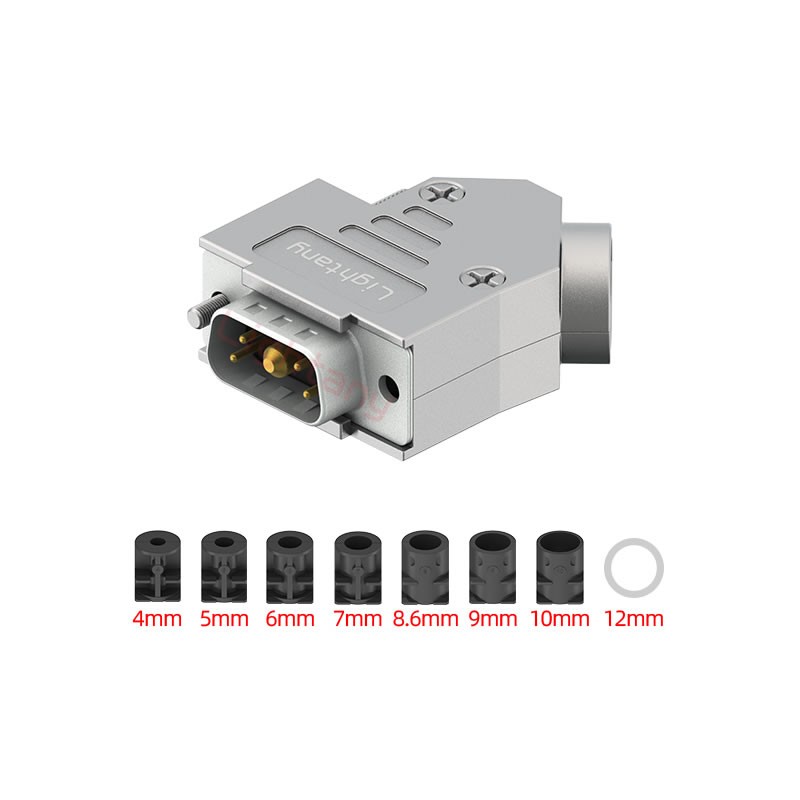 5W1公短體焊線40A+9P金屬外殼1392斜出線4~12mm