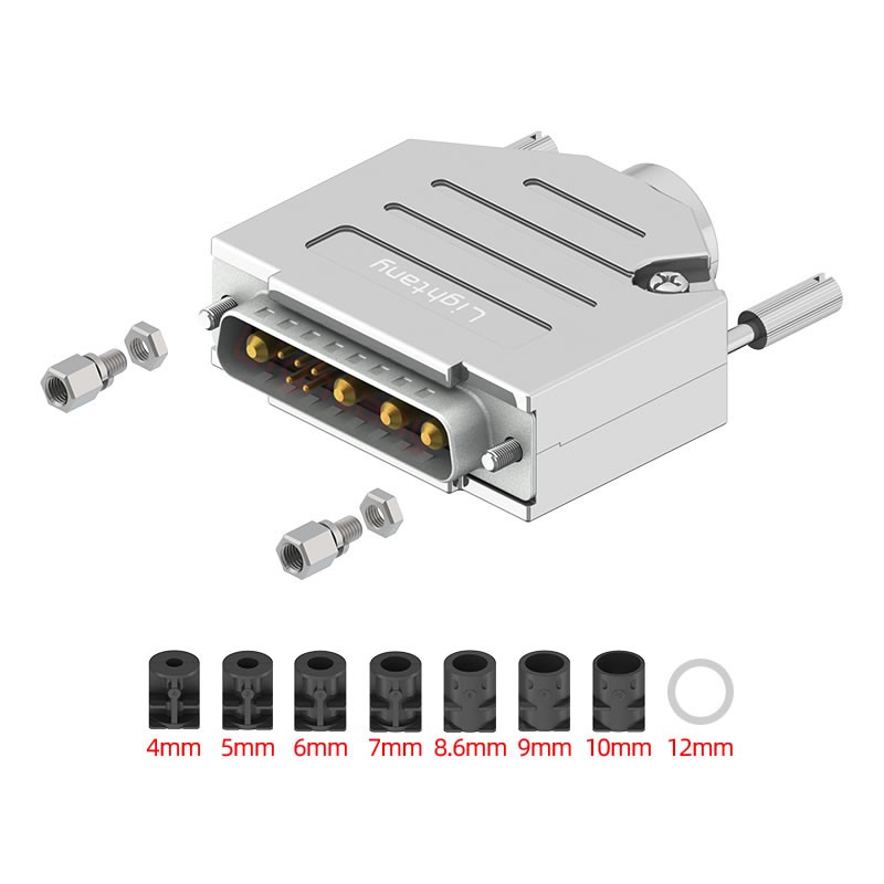 9W4公短體焊線10A+25P金屬外殼1657直出線4~12mm