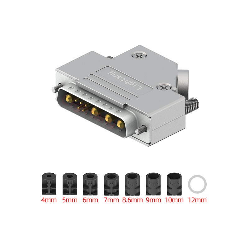 9W4公短體焊線40A+25P金屬外殼592斜出線4~12mm