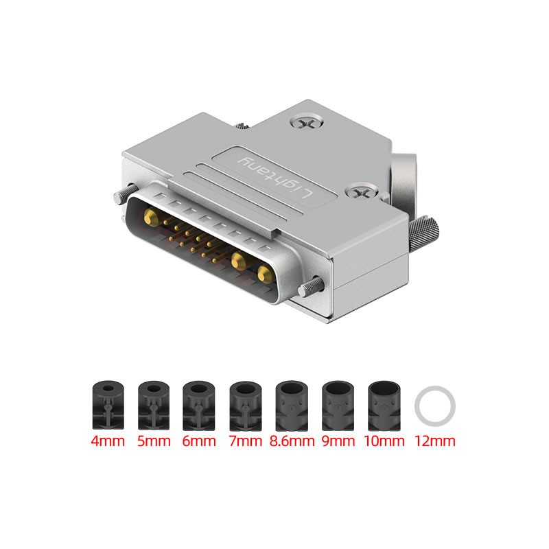 13W3公短體焊線40A+25P金屬外殼592斜出線4~12mm