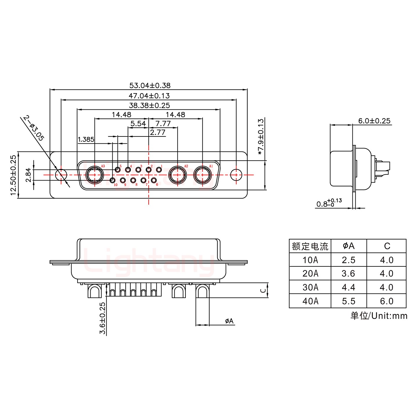 13W3母短體焊線30A+25P金屬外殼1657直出線4~12mm