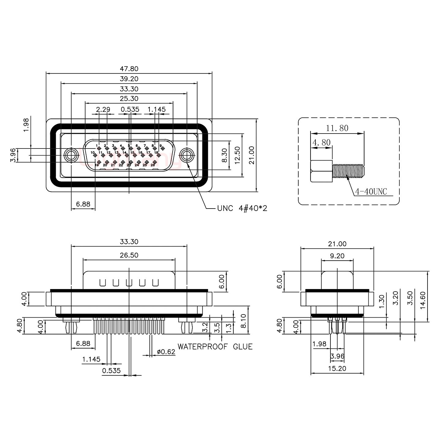 防水HDP26 公 直插板 鉚魚(yú)叉 鎖螺絲 車針
