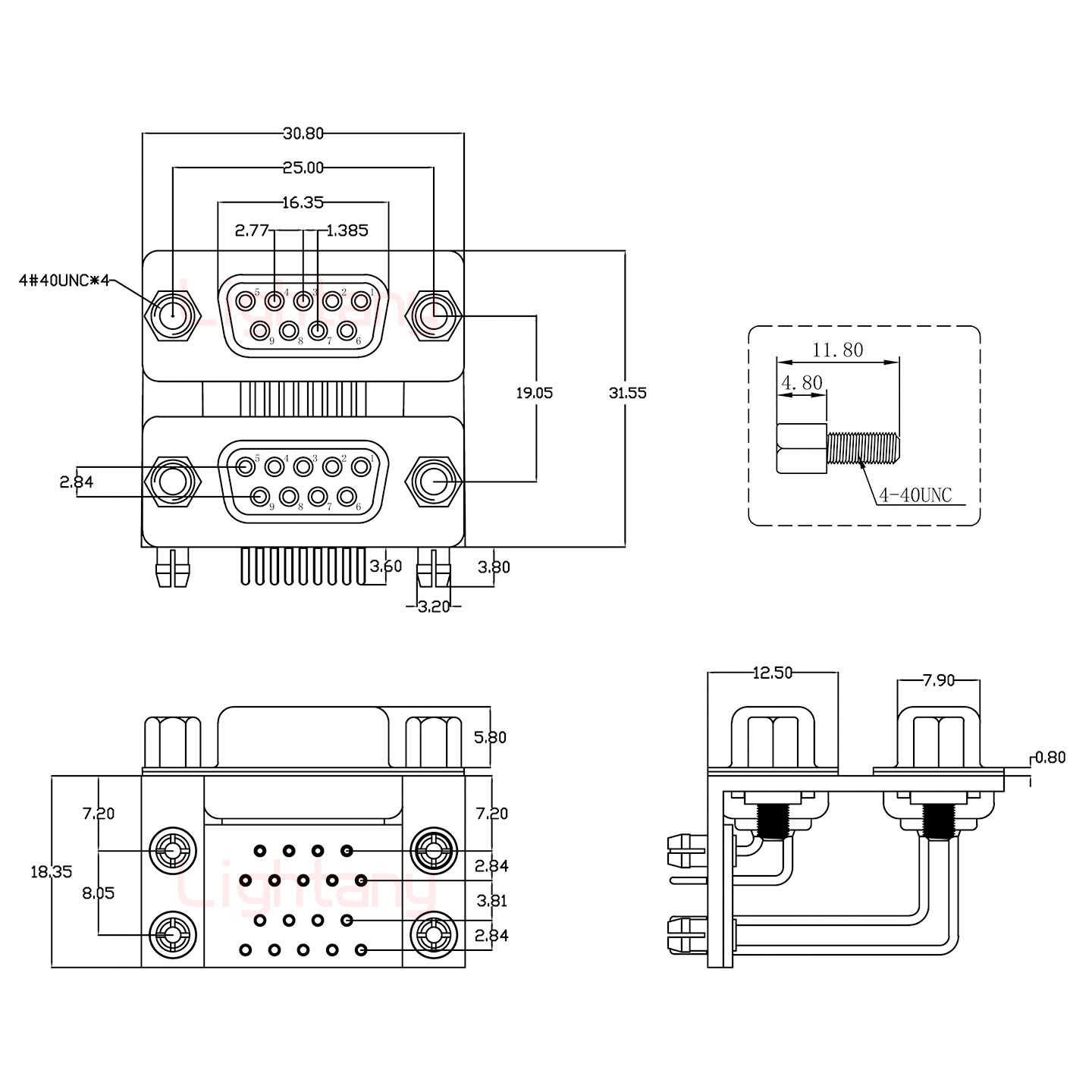 DR9 母對(duì)母 間距19.05車(chē)針雙胞胎 D-SUB連接器