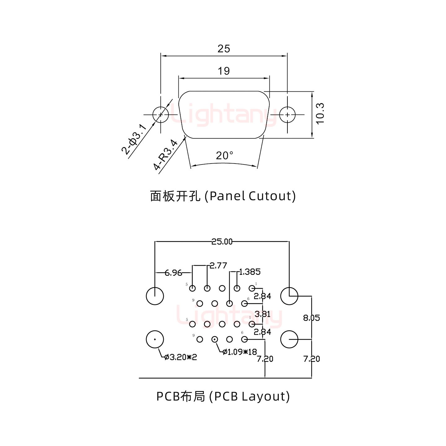 DR9 母對(duì)母 間距19.05車(chē)針雙胞胎 D-SUB連接器