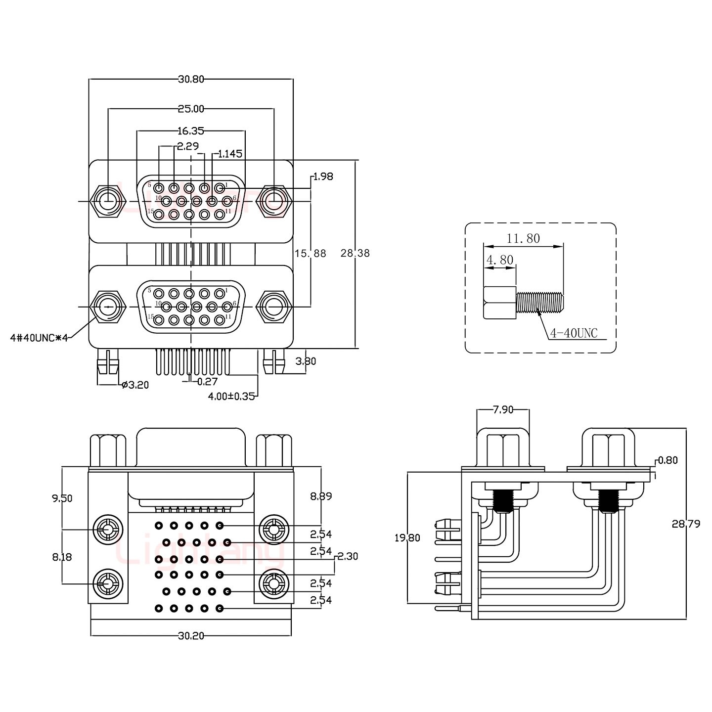 HDR15 母對(duì)母 間距15.88車(chē)針雙胞胎 D-SUB連接器