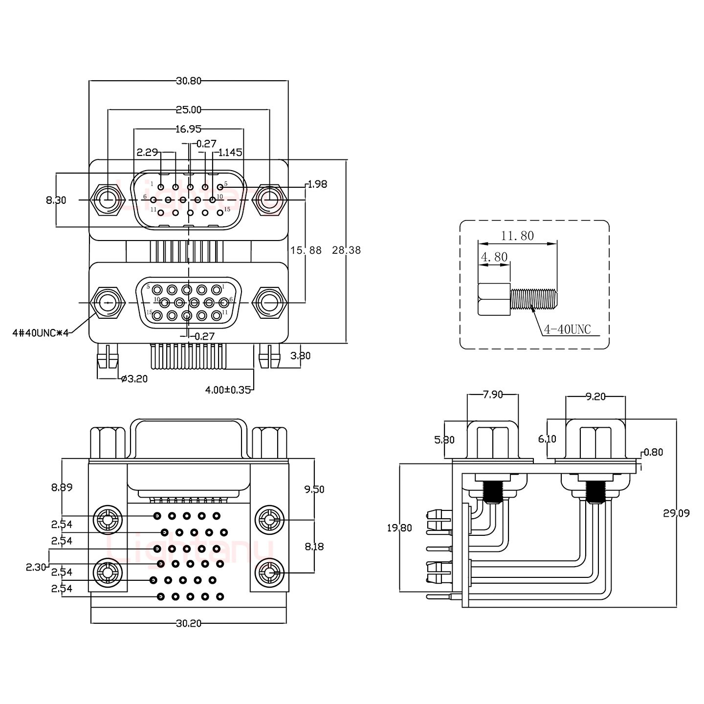 HDR15 上公下母 間距15.88車(chē)針雙胞胎 D-SUB連接器
