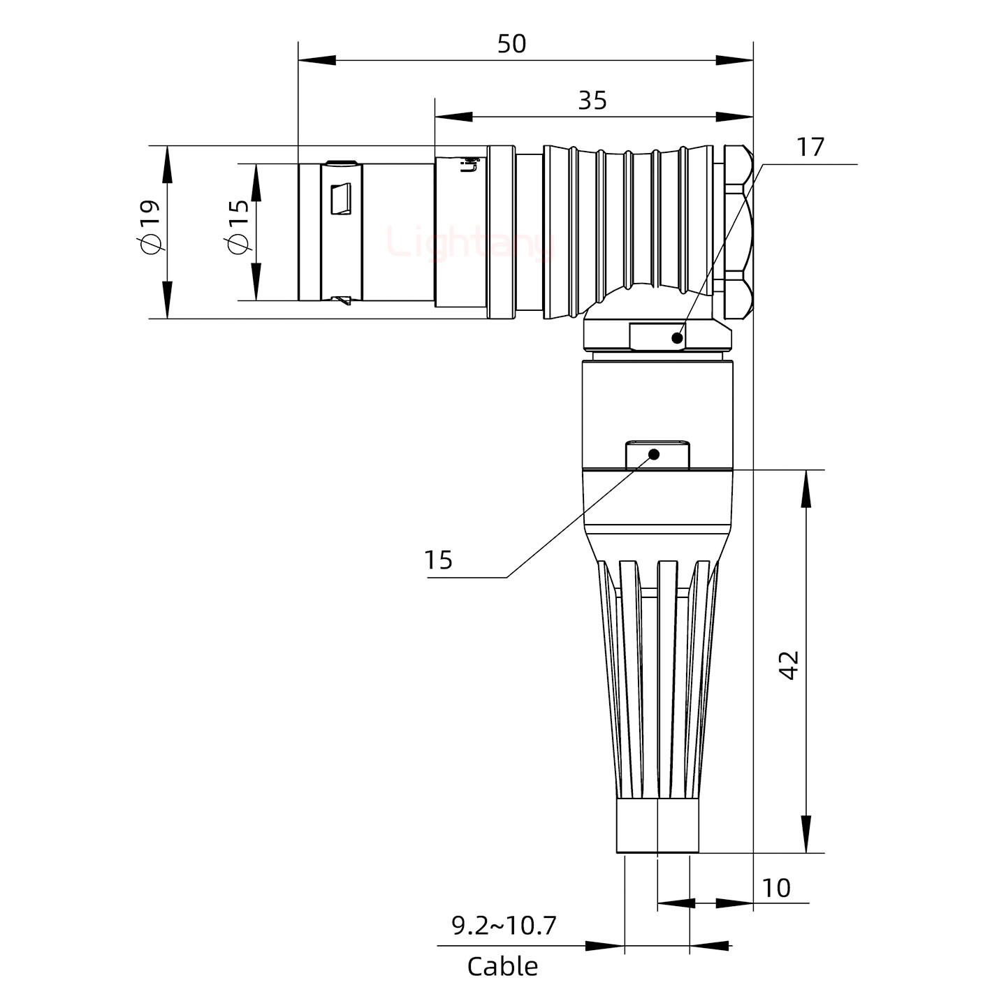 FHG.3B.012.CLAD10Z帶護套彎式插頭