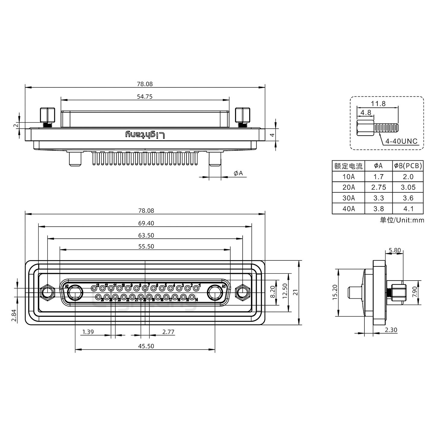 防水27W2母直插板/鎖螺絲/大電流40A