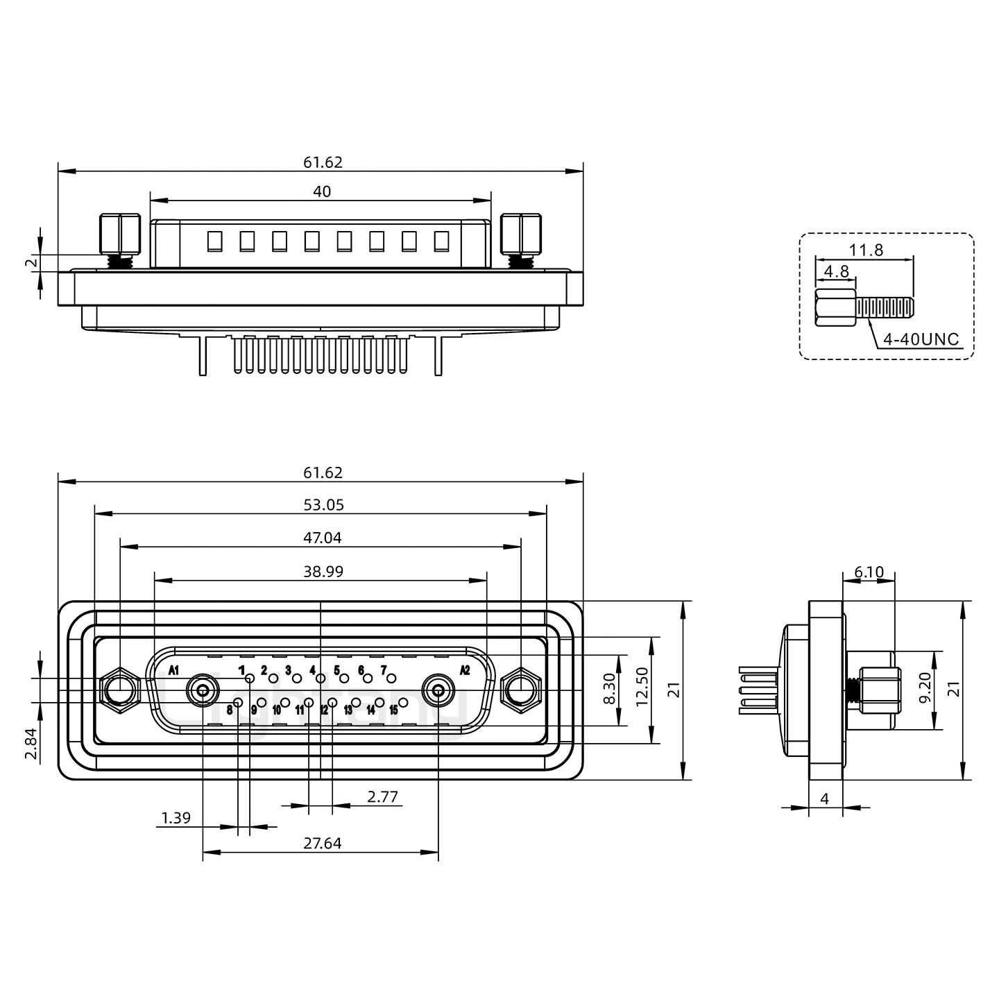 防水17W2公直插板/鎖螺絲/射頻同軸50歐姆
