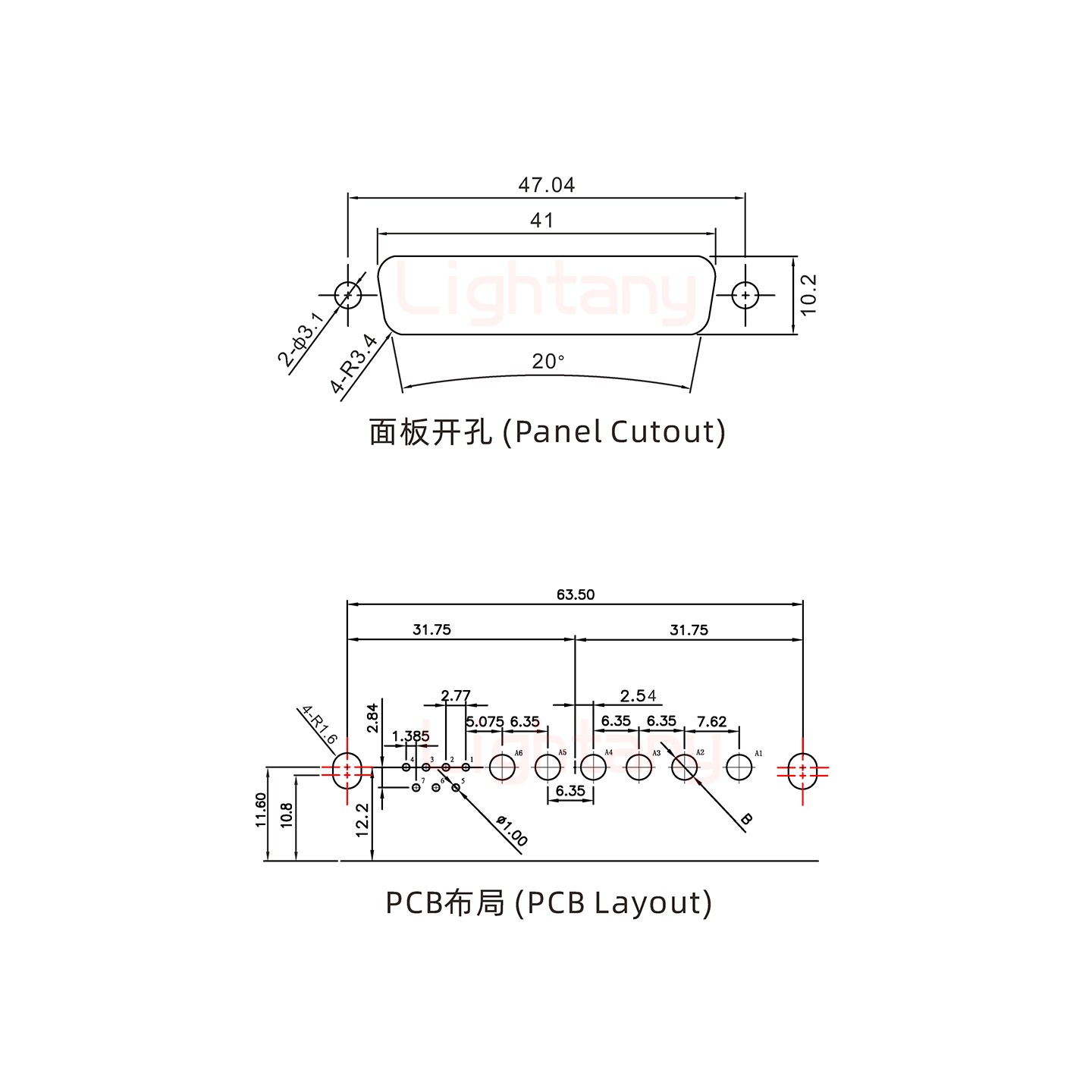 13W6B母PCB彎插板/鉚支架10.8/大電流10A