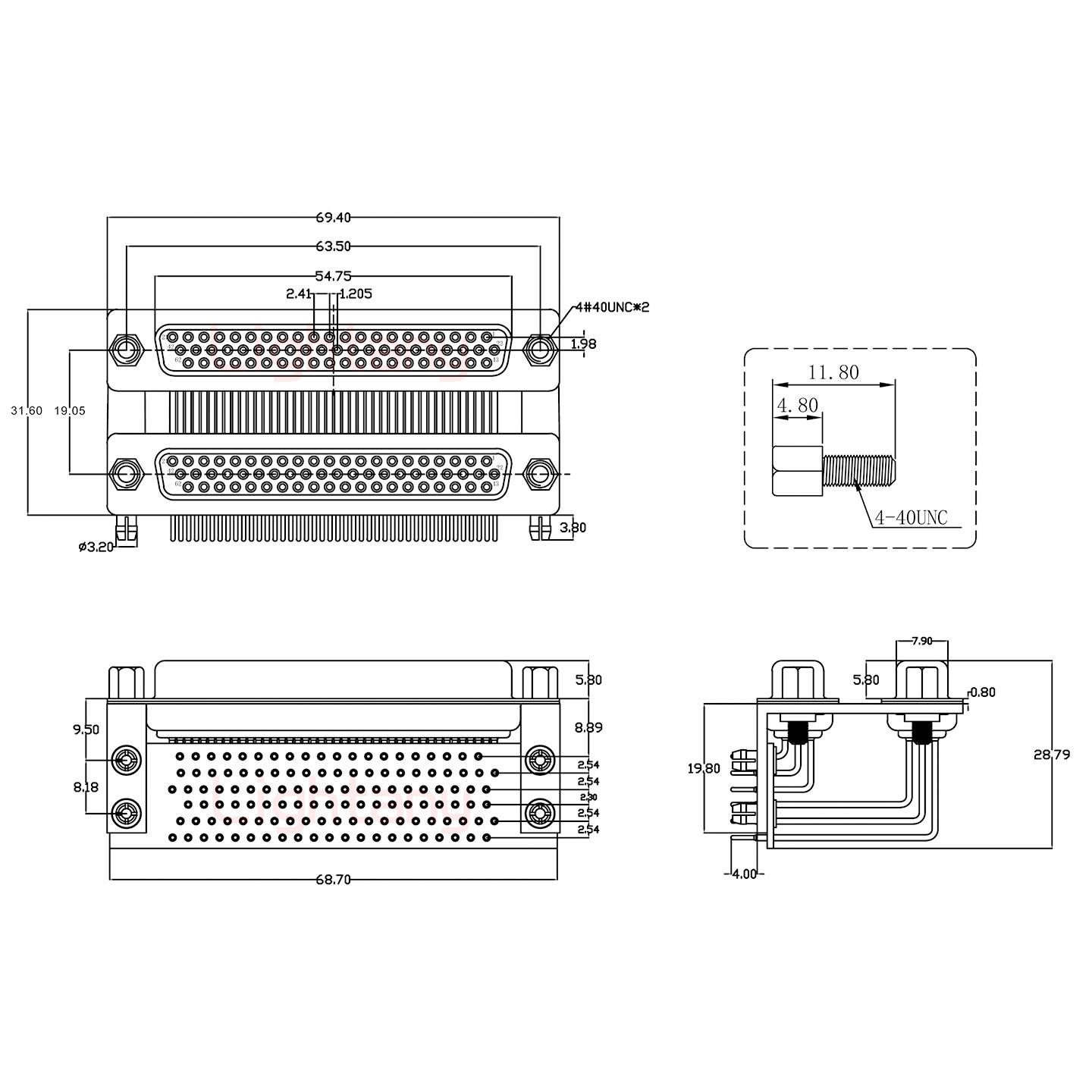 HDR62 母對(duì)母間距19.05車針雙胞胎 D-SUB連接器