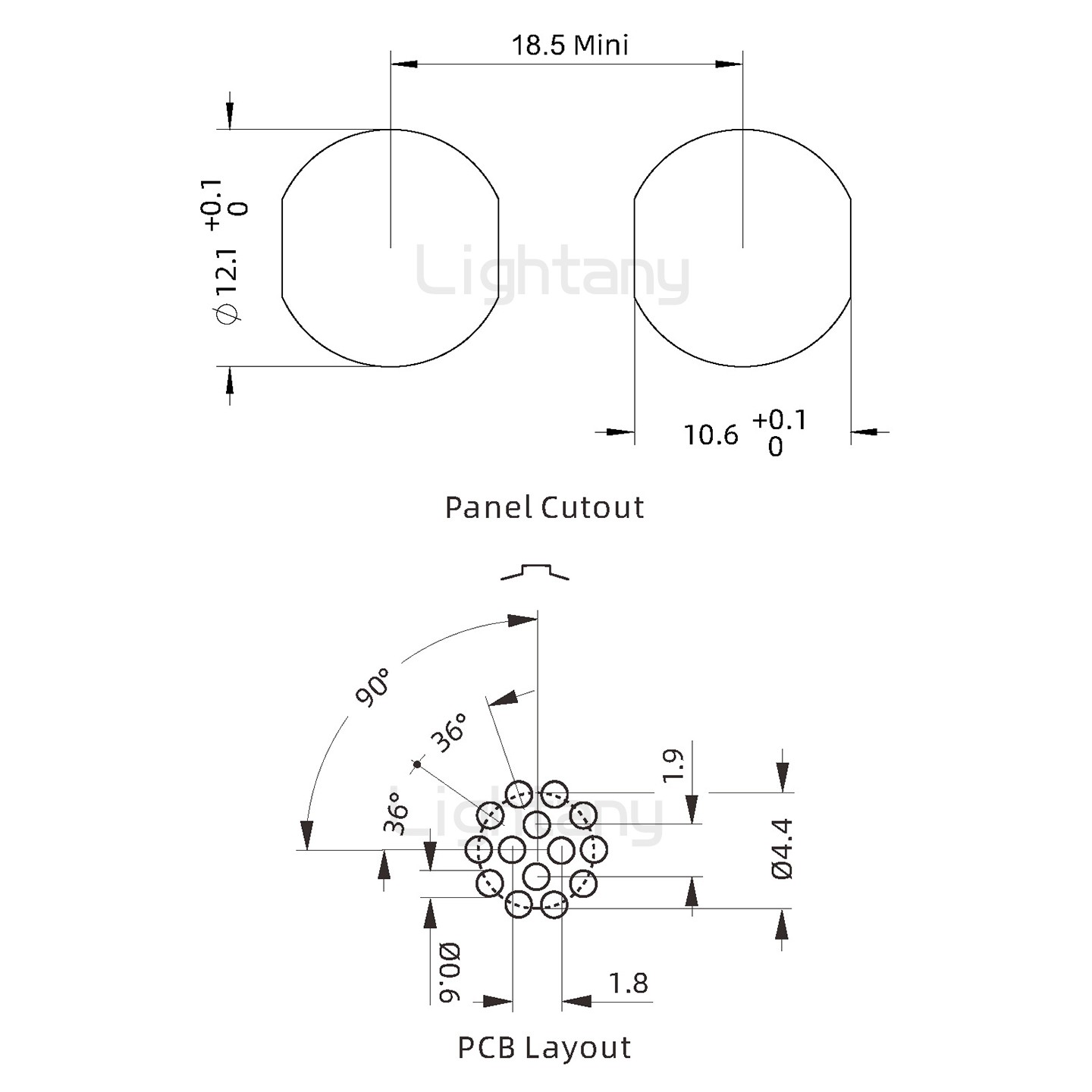 ECG.1B.014.CLN推拉自鎖雙螺母插座 直插板
