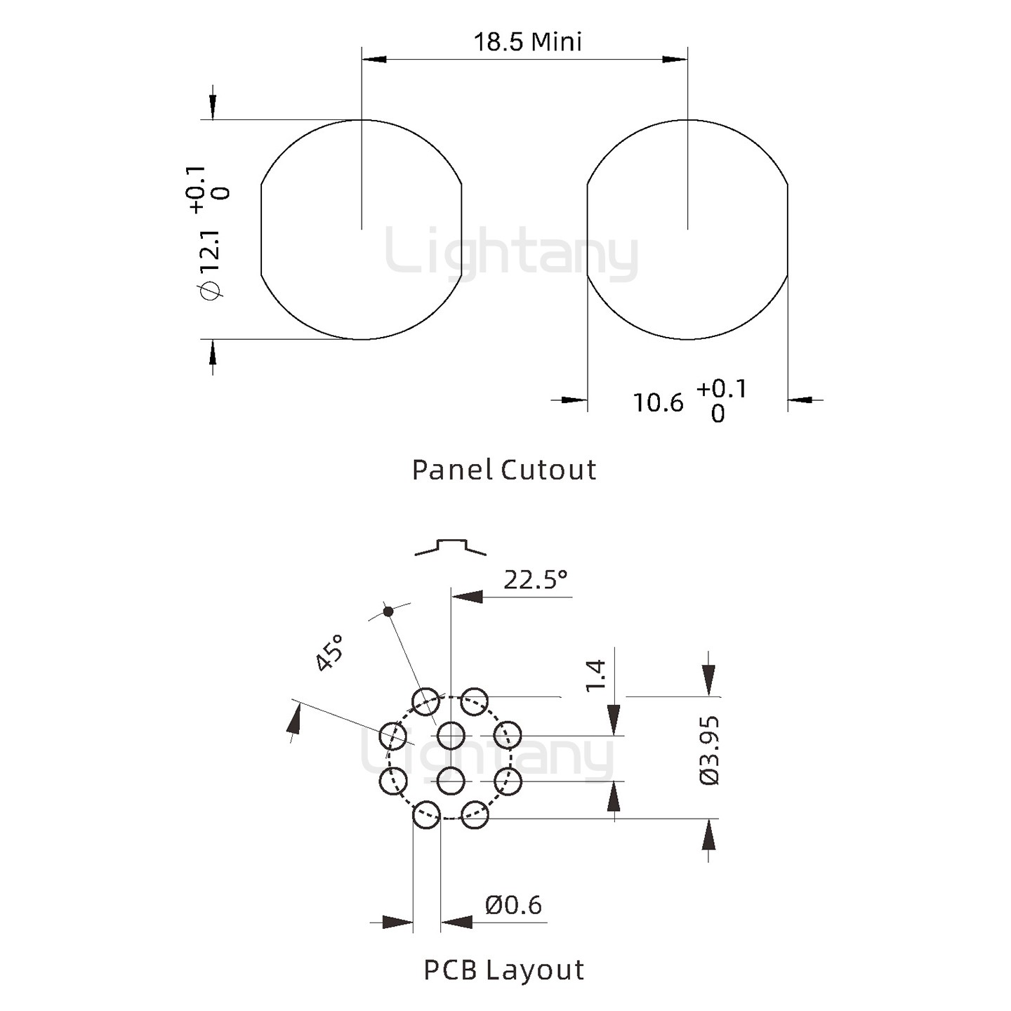ECG.1B.010.CLN推拉自鎖雙螺母插座 直插板