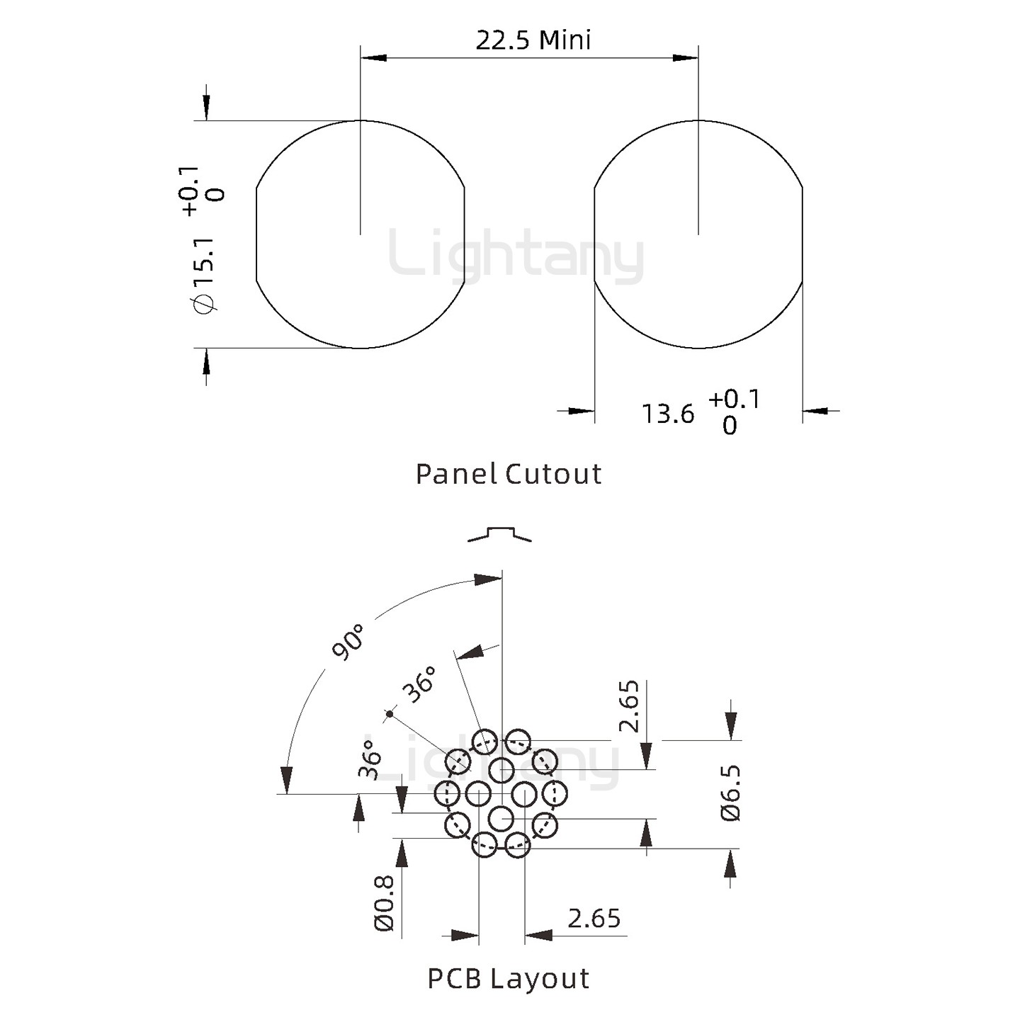ECG.2B.014.CLN雙螺母插座 直插板