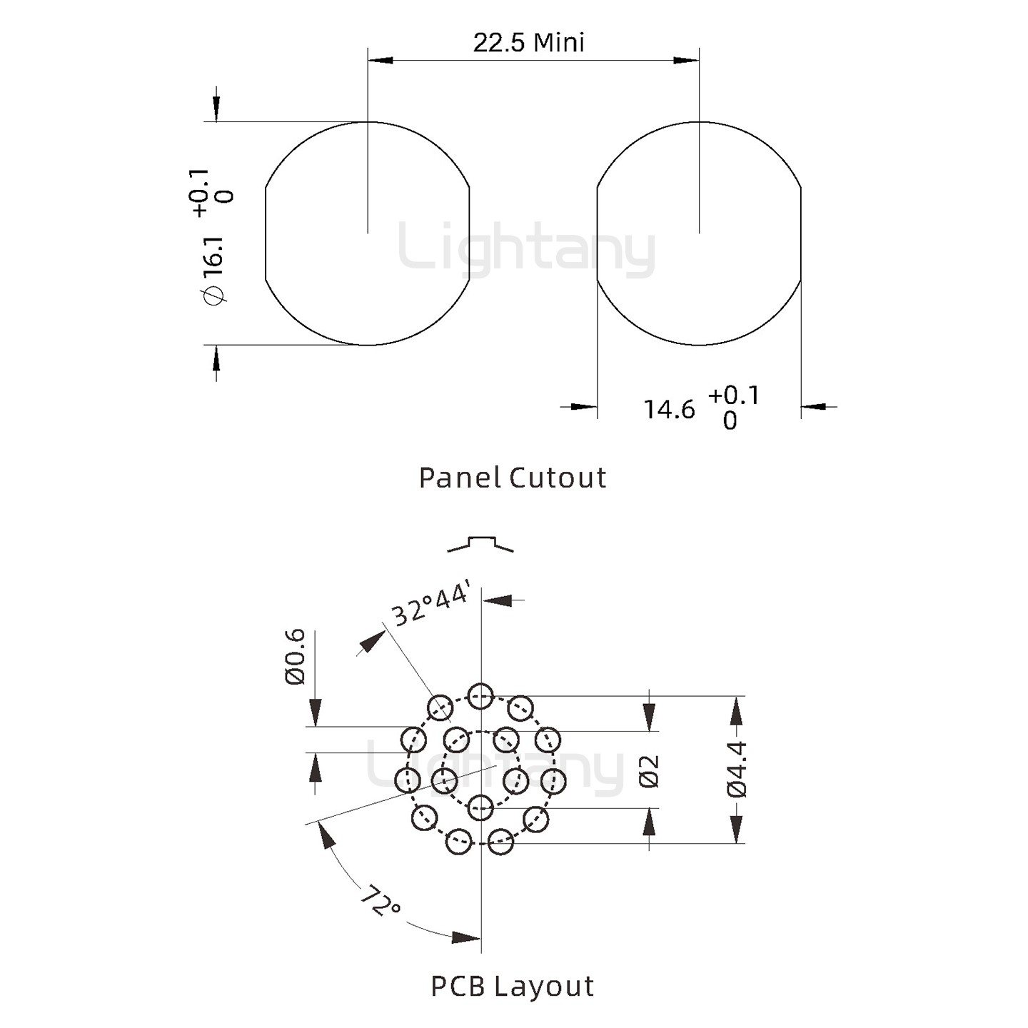 EEG.1K.016.CLN推拉自鎖前螺母插座 PCB直插板