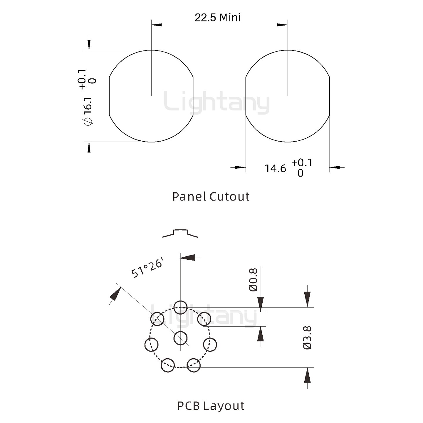 EEG.1K.008.CLN推拉自鎖前螺母插座 PCB直插板