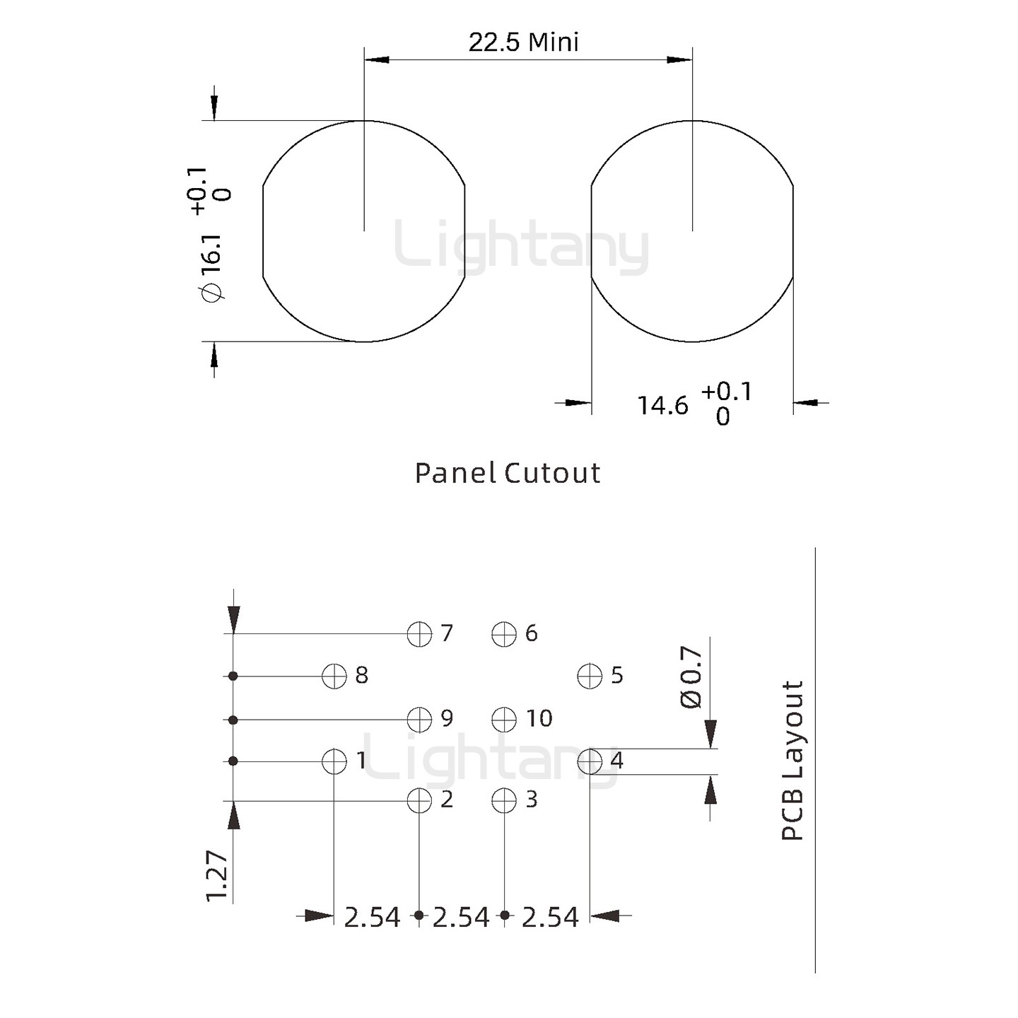 EEG.1K.010.CLV推拉自鎖前螺母插座 PCB彎插板