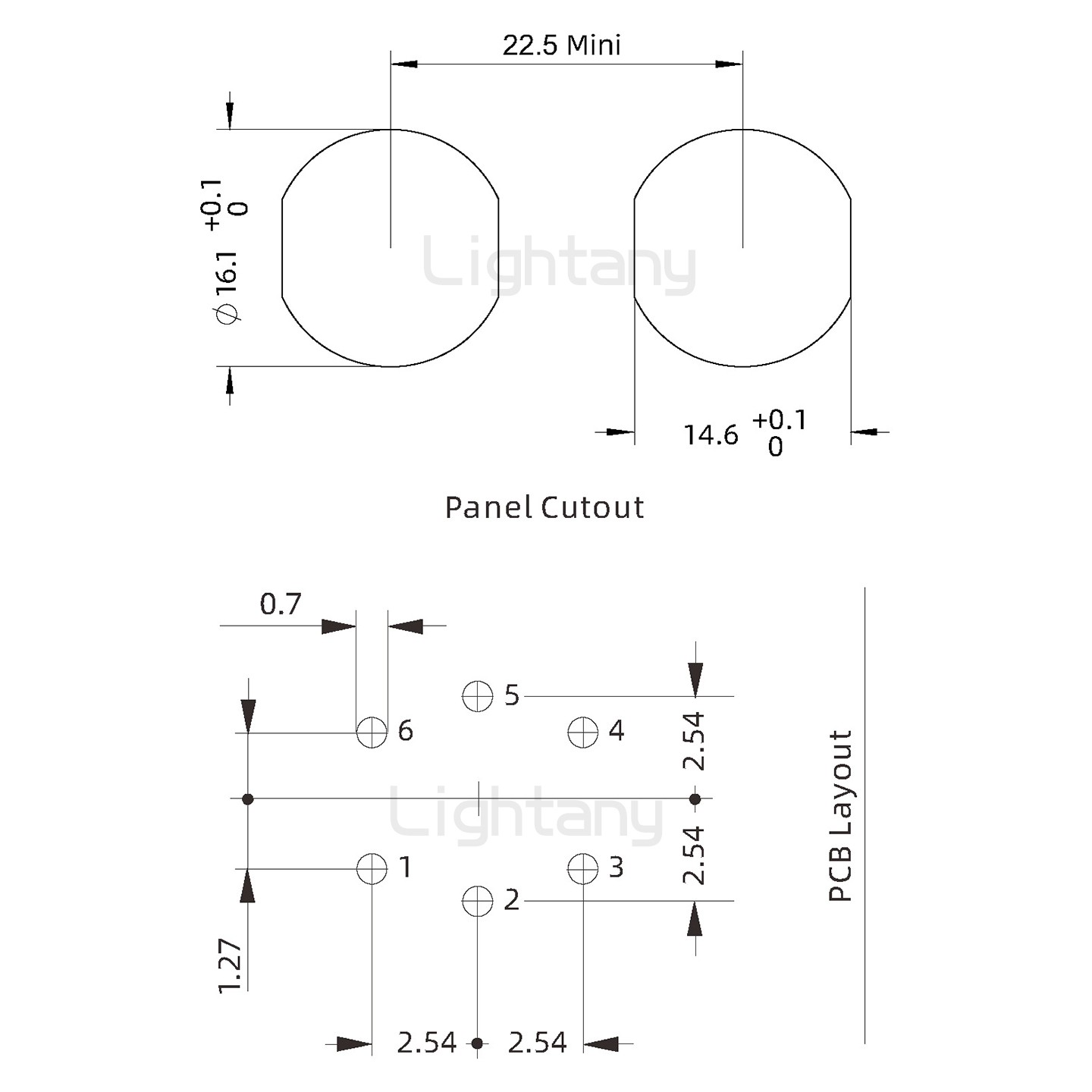 EEG.1K.006.CLV推拉自鎖前螺母插座 PCB彎插板