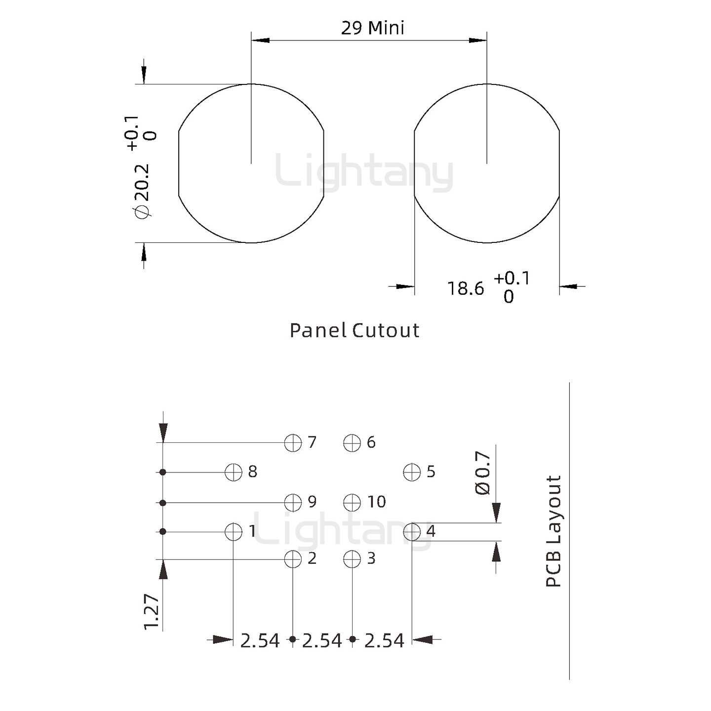 EEG.2K.010.CLV推拉自鎖前螺母插座 PCB彎插板