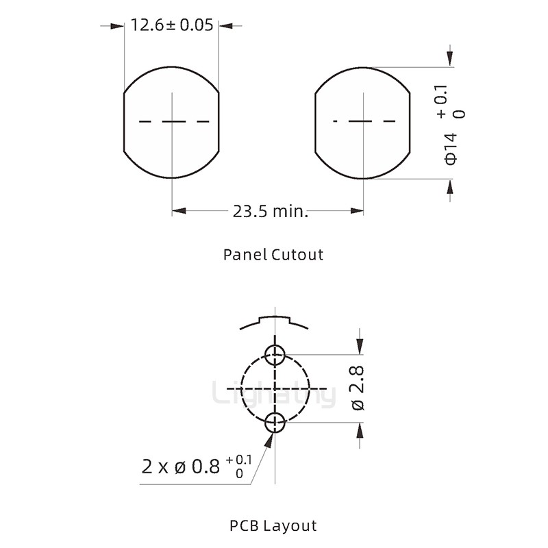 PKG.M0.2GL.NG雙螺母插座 PCB直插板 推拉自鎖