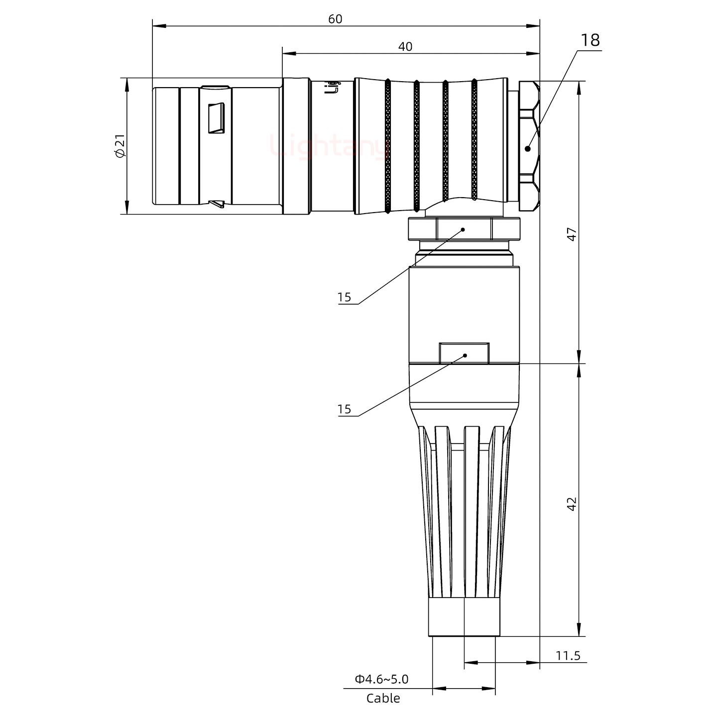 FHG.3K.007.CLAC50Z推拉自鎖帶護套彎式插頭