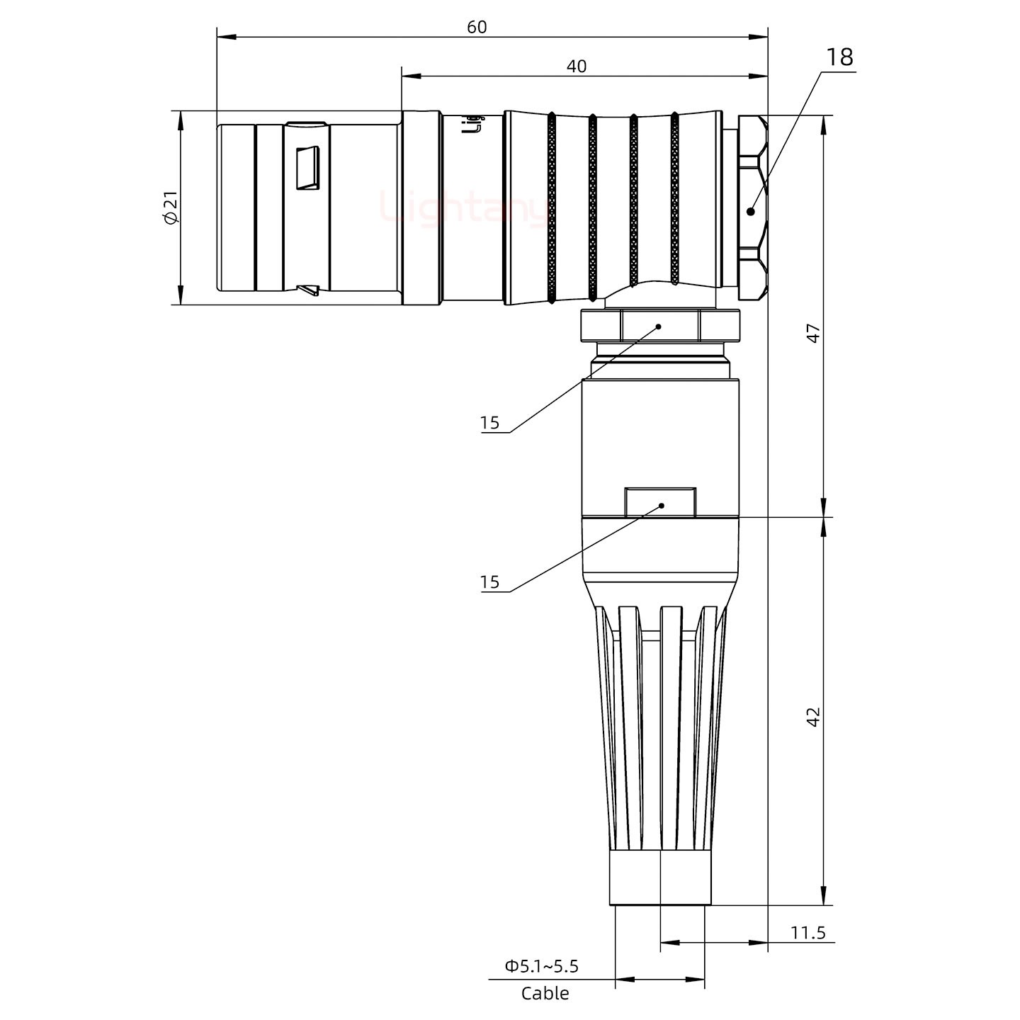 FHG.3K.007.CLAC55Z推拉自鎖帶護套彎式插頭